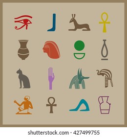 Ancient Egypt. Collection of symbolic vector icons