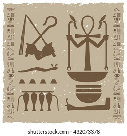 Ancient Egypt. Collection of symbolic vector icons