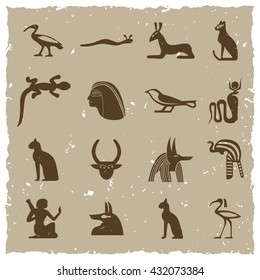 Ancient Egypt. Collection of symbolic vector icons