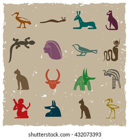 Ancient Egypt. Collection of symbolic vector icons