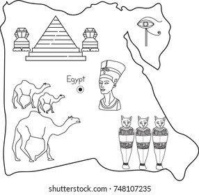 The Ancient Egypt coloring map vector illustration