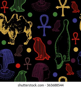 Ancient Egypt doodle seamless pattern