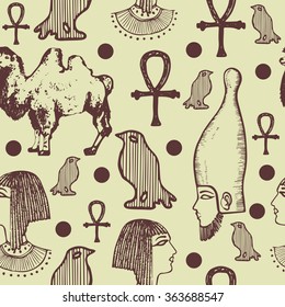 Ancient Egypt doodle seamless pattern
