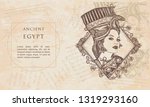 Ancient egypt. Egyptian goddess. Queen Nefertiti. Princess Cleopatra. Renaissance background. Medieval engraving manuscript. Vintage paper with drawings 