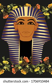 Ancient Egypt. Egyptian gods and pharaoh, hieroglyphic carvings, frescoes, mythological scenes. Seamless scenery.