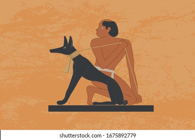 Ancient Egypt. Egyptian gods and pharaohs. Hieroglyphic carvings, frescoes, mythological scenes. Egypt background, vector illustration.