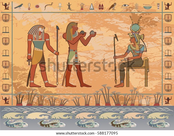 Altes Agypten Agyptische Gotter Und Pharaonen Stock Vektorgrafik Lizenzfrei