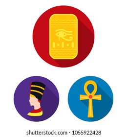 Ancient Egypt flat icons in set collection for design. The reign of Pharaoh vector symbol stock web illustration.