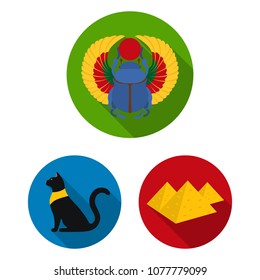 Ancient Egypt flat icons in set collection for design. The reign of Pharaoh vector symbol stock web illustration.