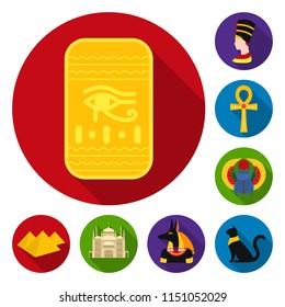 Ancient Egypt flat icons in set collection for design. The reign of Pharaoh vector symbol stock web illustration.