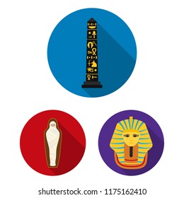 Ancient Egypt flat icons in set collection for design. The reign of Pharaoh vector symbol stock web illustration.