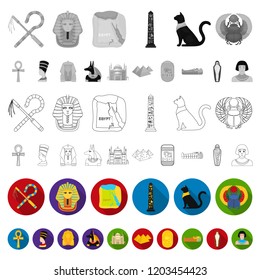Ancient Egypt flat icons in set collection for design. The reign of Pharaoh vector symbol stock web illustration.