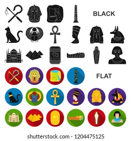 Ancient Egypt flat icons in set collection for design. The reign of Pharaoh vector symbol stock web illustration.