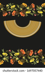 Ancient Egypt in flowers. Egyptian gods and pharaoh, hieroglyphic carvings, frescoes, mythological scenes. Bagging, printing on fabrics, t-shirt seamless pattern scenery.