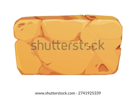 Ancient Egypt game sandstone tablet game icon, Egyptian treasure asset. Cartoon vector old, textured, rectangular stone plate, block, piece of wall, ruins or brick with soft desert color and cracks