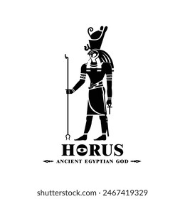 Altes Ägypten Gott Horus Silhouette Mittlerer Osten König Adler mit Krone und Sonne Symbol