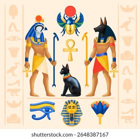 Ancient Egypt Gods and Elements Composition