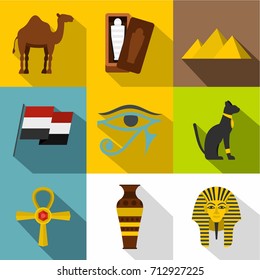 Ancient Egypt icon set. Flat style set of 9 ancient Egypt vector icons for web design
