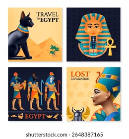 Ancient Egypt Illustration Square Card Collection