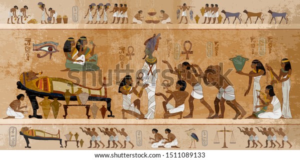 Ancient Egypt Mummification Process Concept Next Stock Vector (Royalty