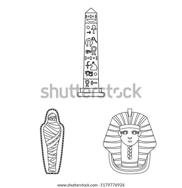 Ancient Egypt Outline Icons Set Collection Stock Vector (Royalty Free ...