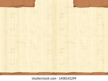 Ancient Egypt Papyrus Frame Or Border Cartoon Vector. Egyptian Culture Symbol, Unfolded Blank Ancient Paper To Store Information, Isolated On White Background