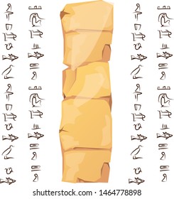 Ancient Egypt papyrus, stone pillar or clay plate cartoon vector illustration. Ancient paper for storing information, Egyptian hieroglyphs or symbols, graphical user interface for game design