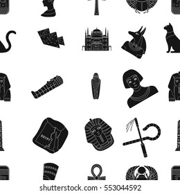 Ancient Egypt pattern icons in black style. Big collection of ancient Egypt vector symbol stock illustration