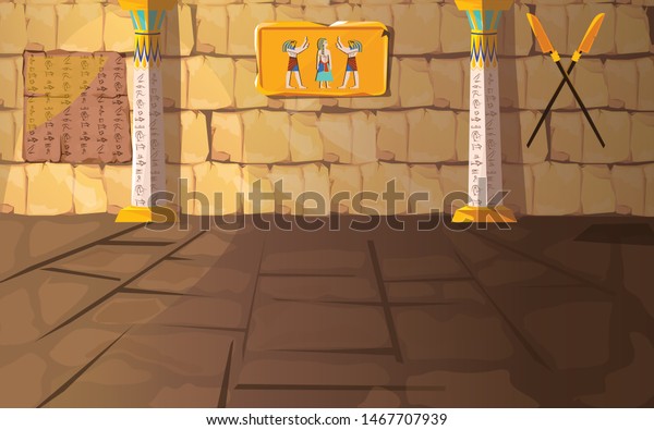 Ancient Egypt Pharaoh Tomb Temple Room Stock Vector