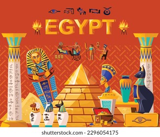 Ancient egypt pharaoh underground lost tomb vector image