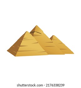 Ancient Egypt pyramids vector illustration. Cartoon Sphynx, Nefertiti, pharaoh statue, monuments, sarcophagus isolated on white