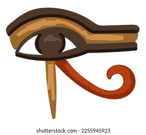 Ancient egypt religion, isolated eye of horus, symbol and sign of antique civilization. Hieroglyph or logo for egyptology. Spiritual culture and traditions of old world. Vector in flat style