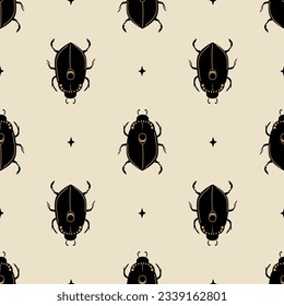 Ancient Egypt scarab. Vector illustration. Seamless pattern