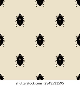 Ancient Egypt scarab. Vector illustration. Seamless pattern