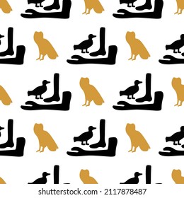 Ancient Egypt seamless pattern. Classic elements of Egypt. Symbol of the ancient Egyptians. Vector seamless pattern on the Ancient Egypt theme.  seamless pattern of symbols and signs of Egypt icons 
