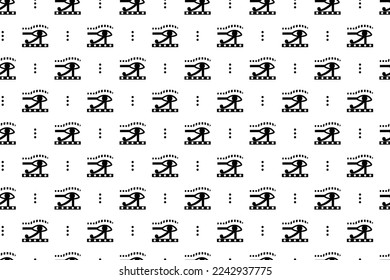 Ancient Egypt seamless pattern. Hieroglyphic carvings on the exterior walls of an ancient egyptian pattern. Ancient Egypt murals. Grunge Egypt seamless background. Egyptian gods and pharaohs pattern