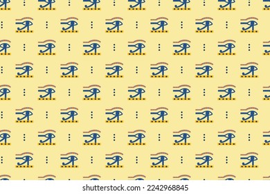 Ancient Egypt seamless pattern. Hieroglyphic carvings on the exterior walls of an ancient egyptian pattern. Ancient Egypt murals. Grunge Egypt seamless background. Egyptian gods and pharaohs pattern