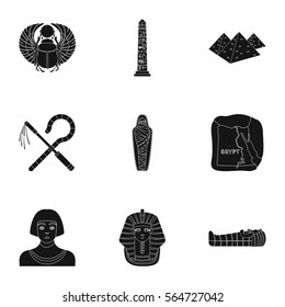 Ancient Egypt set icons in black style. Big collection of ancient Egypt vector symbol stock illustration