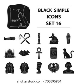 Ancient Egypt set icons in black style. Big collection of ancient Egypt vector symbol stock illustration