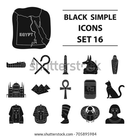 Ancient Egypt set icons in black style. Big collection of ancient Egypt vector symbol stock illustration
