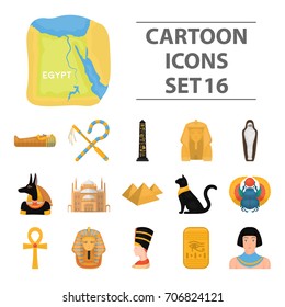 Ancient Egypt set icons in cartoon style. Big collection of ancient Egypt vector symbol stock illustration