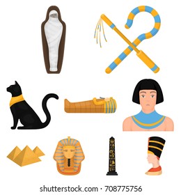 Ancient Egypt set icons in cartoon style. Big collection of ancient Egypt vector symbol stock illustration