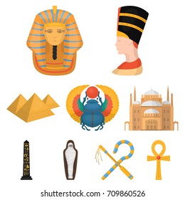 Ancient Egypt set icons in cartoon style. Big collection of ancient Egypt vector symbol stock illustration