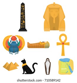 Ancient Egypt set icons in cartoon style. Big collection of ancient Egypt vector symbol stock illustration