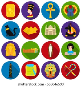 Ancient Egypt set icons in flat style. Big collection of ancient Egypt vector symbol stock illustration