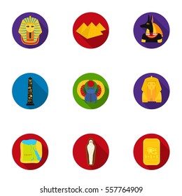 Ancient Egypt set icons in flat style. Big collection of ancient Egypt vector symbol stock illustration