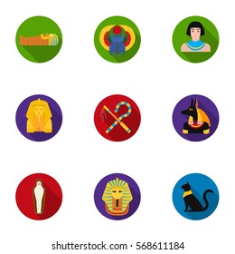 Ancient Egypt set icons in flat style. Big collection of ancient Egypt vector symbol stock illustration