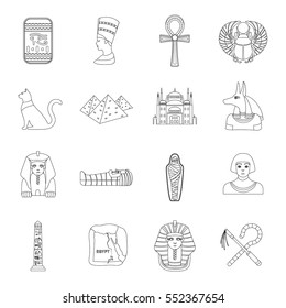 Ancient Egypt set icons in outline style. Big collection of ancient Egypt vector symbol stock illustration