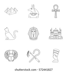 Ancient Egypt set icons in outline style. Big collection of ancient Egypt vector symbol stock illustration