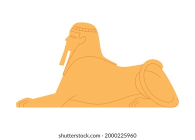 Ancient Egypt Sphinx Sand Statue Side View Vector Illustration